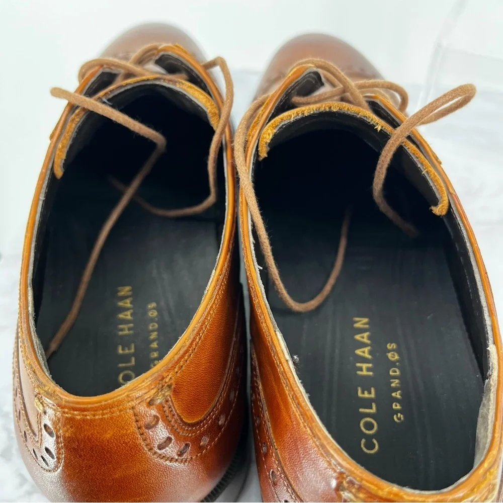 COLE HAAN JAY GRAND Wingtip‎ Leather Oxford Shoes Size 11 M Classic Preppy Brown